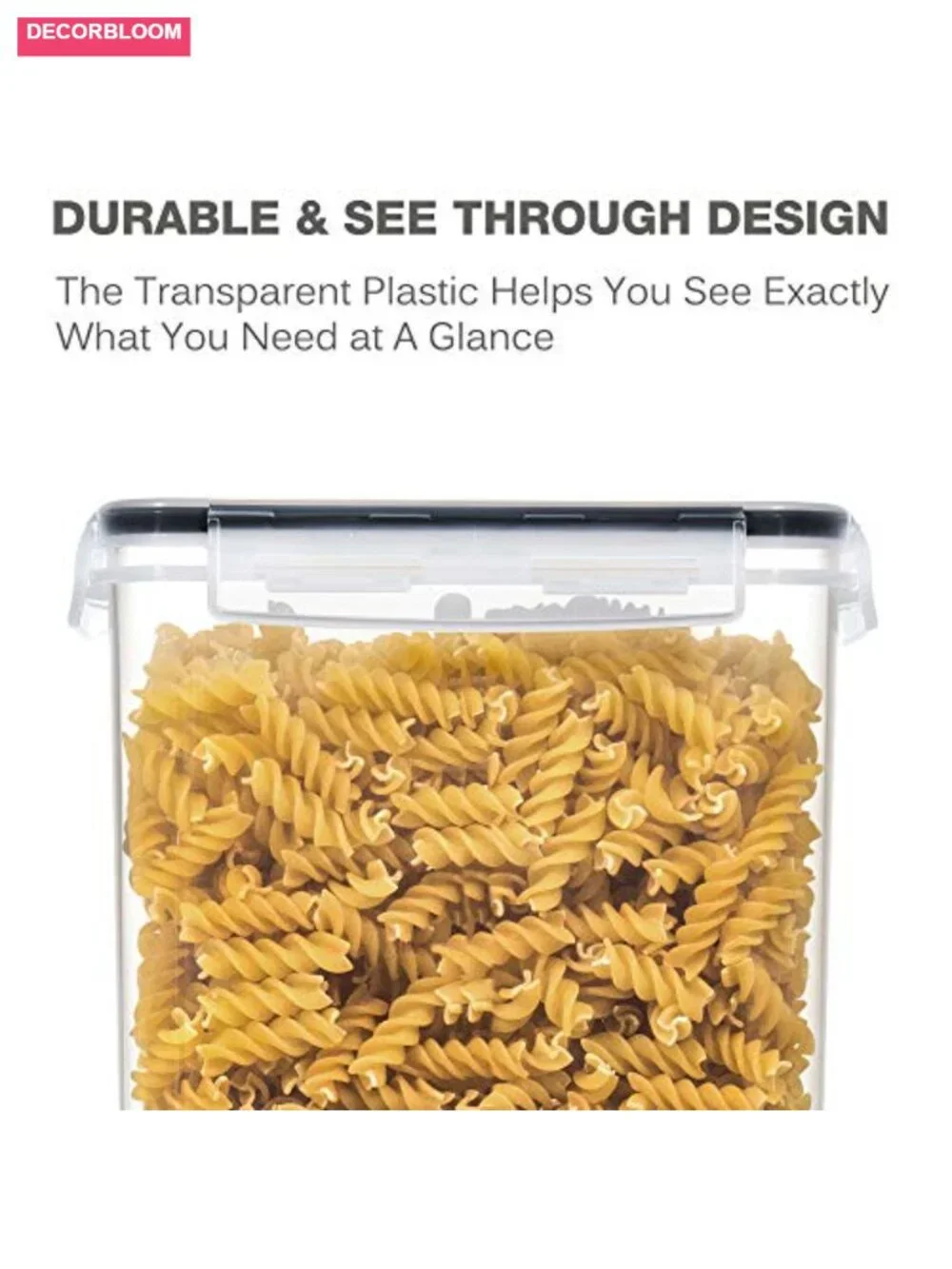 Large Airtight Food Storage Containers with Lids - 5.2L, BPA Free Plastic, 3